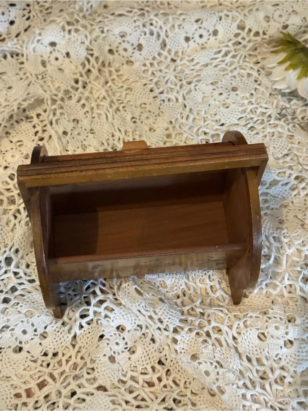 Vintage Wooden Slatted Storage Caddy - Brown